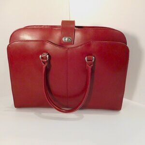 Burgundy Leather Briefcase Style Laptop Bag